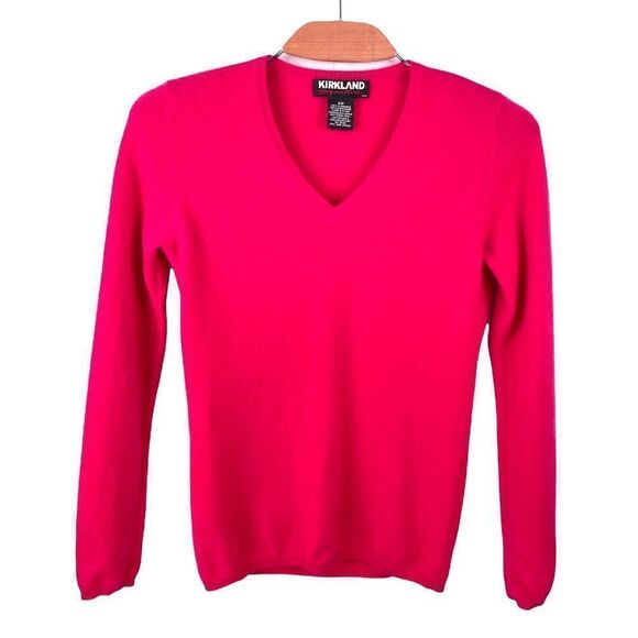 Kirkland 100% Cashmere V Neck Hot Pink Sweater S - Picture 2 of 6